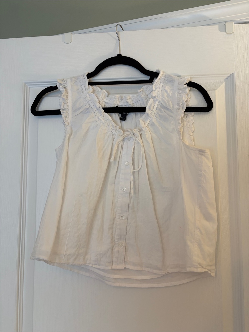 J. Crew White Ruffle-Trim Sleeveless Button Front Camisole